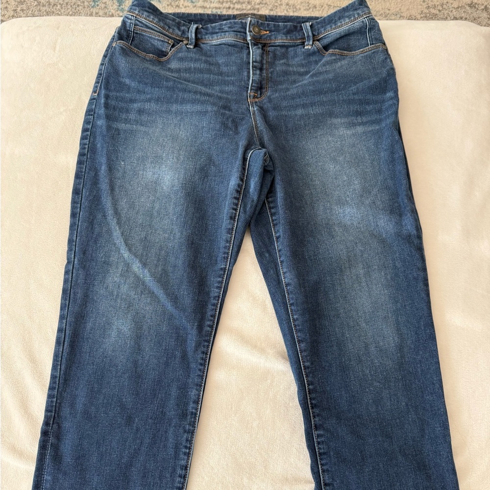 Chicos 2 Size 12 So Slimming Crop Blue Jeans E39